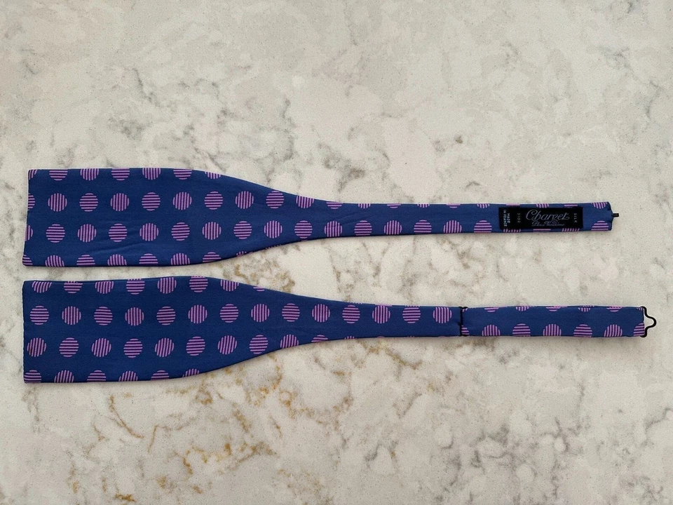 Charvet Place Vendome Striped Spheres Silk Bowtie in Navy and Pink - Image 3 of 3