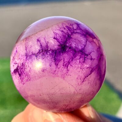 90G Natural purple striped agate sphere crystal ball quartz mineral healing