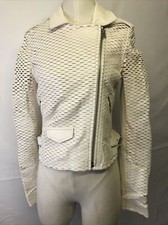 Iro. Jeans Memphis Women's Lamb Leather Moto Biker Zip Pale Ivory Jacket Size 40