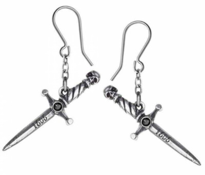 Hand Of Macbeth Earring Droppers, Daggers Shakespeare, Skulls, Alchemy England