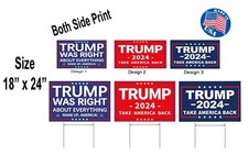 TRUMP 2024 TAKE AMERICA BACK 24"x18" YARD SIGN Both Side Printed FREE SHIPPING