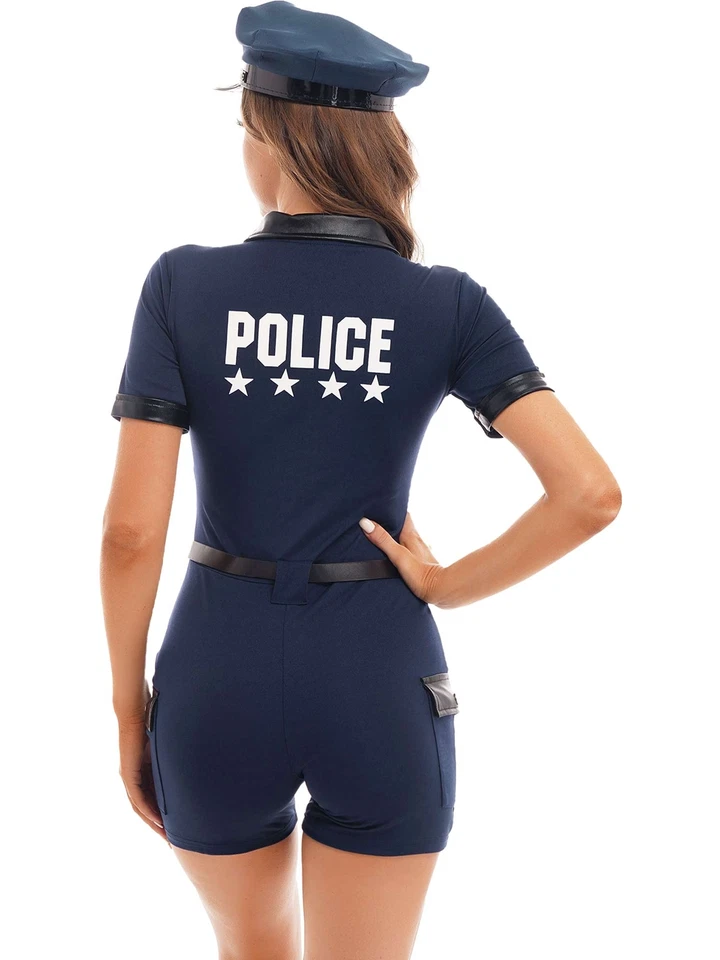 Mujeres Disfraz de Oficial de Policía Fiesta de Halloween Mujer Policía Juegos con disfraces Uniforme Conjunto Foto 4 de 4