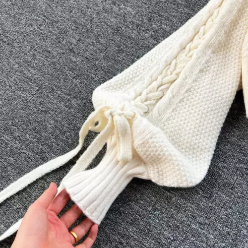 Lady Knitted Cardigan Top Coat Puff Sleeve Crop Winter Cute Casual Sweater Sweet - Imagen 11 de 19
