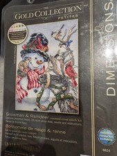 Dimensions Gold Collection Petites Cross Stitch Kit 8824 Snowman  Reindeer NEW
