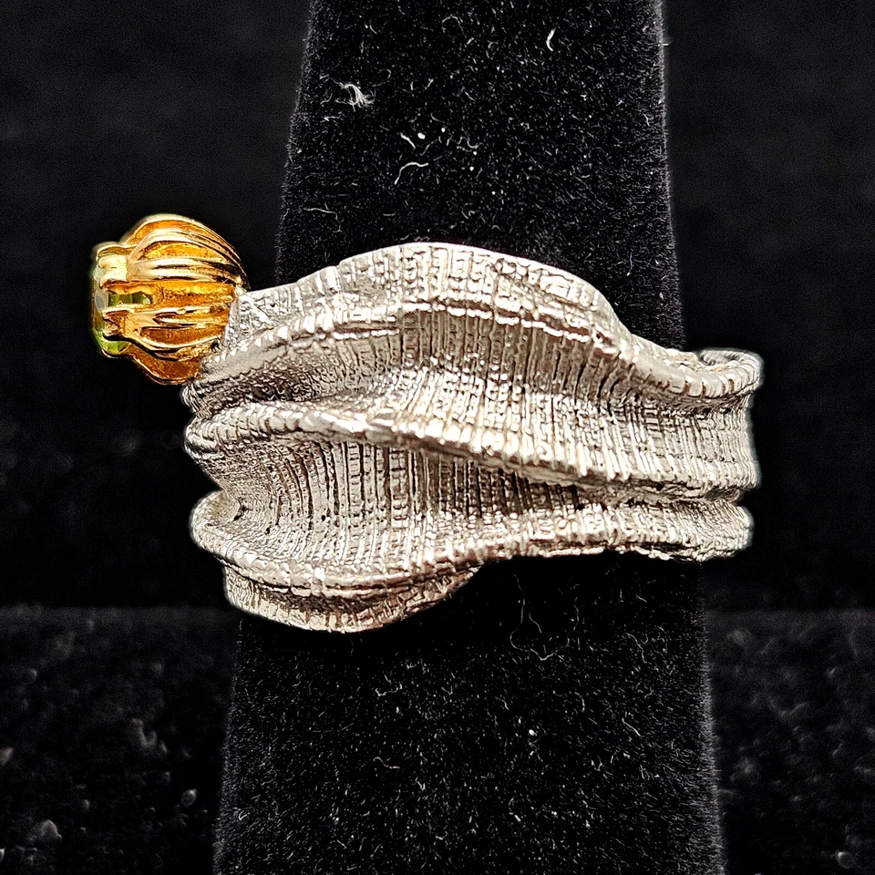 Anillo alemán Kabirski plata 925 bendición peridoto talla 7,5/8 chapado en oro rodio Foto 3 de 4