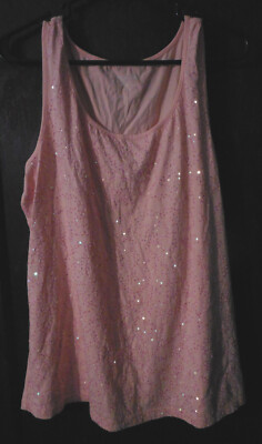 Woman's Ladies Pink Blouse Tank Top w/ Sparkle Discs Sz: 0X