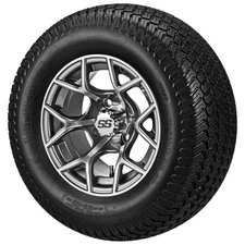 (4) Golf Cart 23x10.50-12 Street/Turf Tires on 12x7 Gunmetal Gray Ninja Wheels