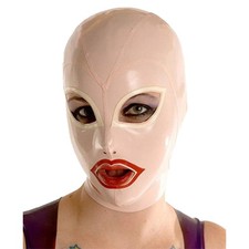 Unisex Latex Hood with Back Zipper Gummi Rubber Mask Fetish Clubwear Cosplay