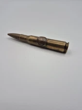 Trench Art Lighter WWII 50 Cal Brass Cartridge Bullet 1938 Farthing Coin