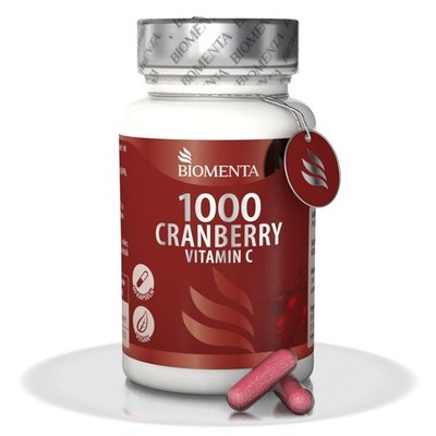 [213,84 /1kg] Cranberry Kapseln 1000 Vitamin C hochdosiert BIOMENTA 60 St. vegan