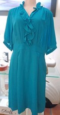 Banana Republic aqua green Silk Dress Sz 14 / Large ruffle