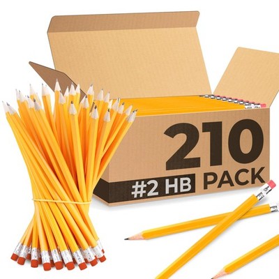 Pre Sharpened #2 HB Pencils with Erasers Bulk School Supplies 210 Pack