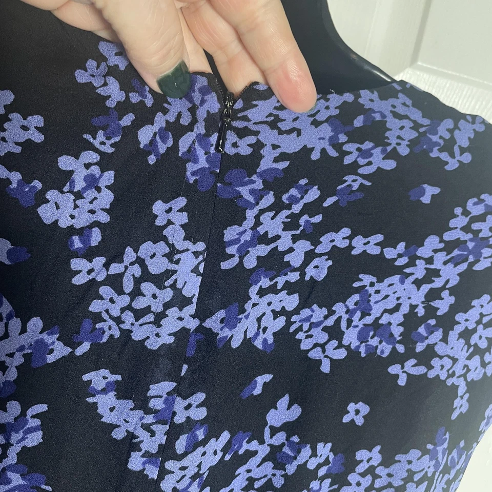 Vintage Y2K Jones New York Dress Womens 10 Black Purple Floral Silk Whimsigoth - Image 3 of 4