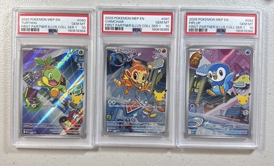Pokemon First Partner Sinnoh Starters PSA 10 Sequential Turtwig Chimchar Piplup