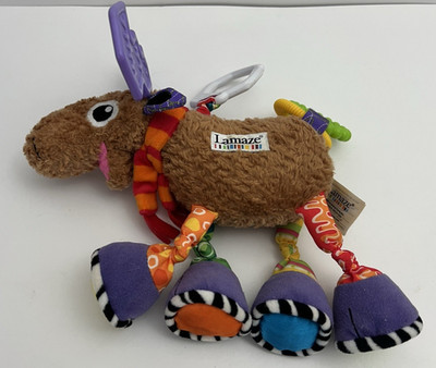Lamaze Moose 9'' Sensory Soother Baby Plush Clip On Rattle Teether Crinkle Sound