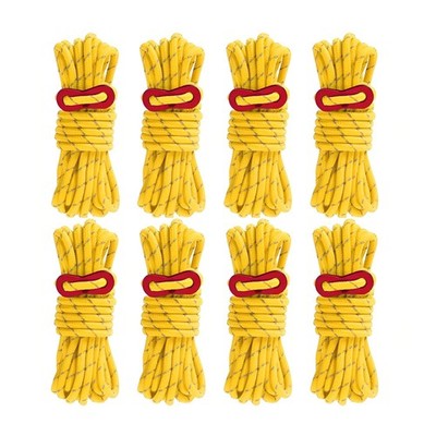 8 Pack 4mm Guy Lines Ultralight Tent Cords with Aluminum Adjuster Tensioner O...