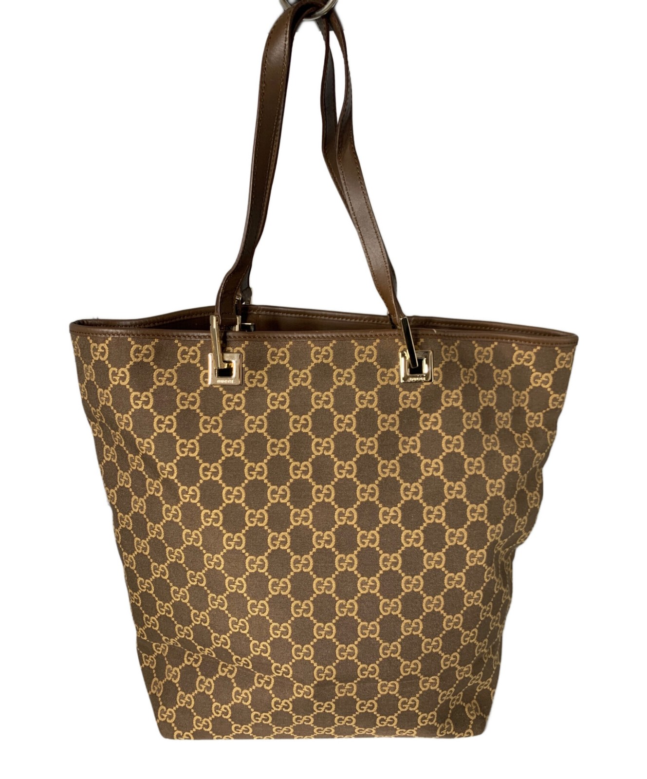 GUCCI GG Monogram Brown Leather Tote Bag