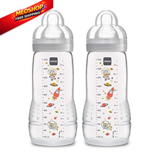 MAM Easy Active Baby Bottles 11oz, Fast Flow 2 Count Pack of 1 , Cotton