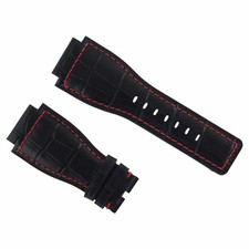 24MM GENUINE LEATHER WATCH BAND STRAP FOR BELL  ROSS BR-01-BR-03 BLACK RED