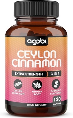 Organic Ceylon Cinnamon With Ginger And Turmeric Curcumin 3600MG, 120 capsules