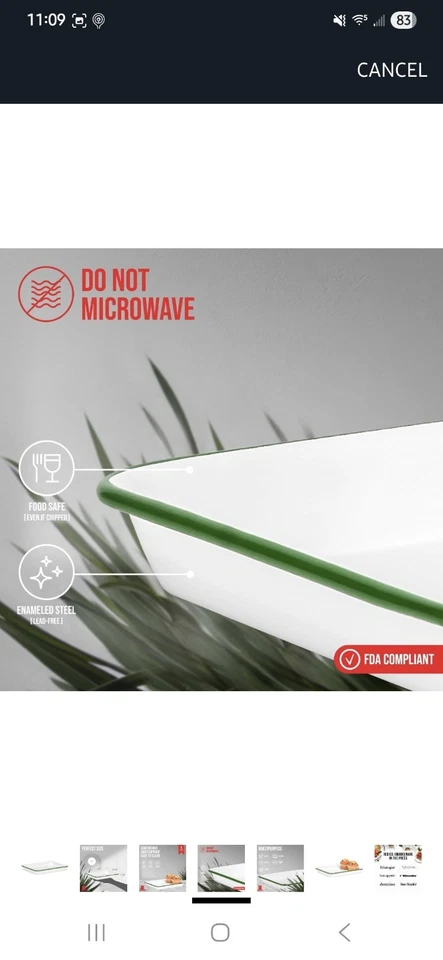 Red Co. 11" x 9" Enamelware Metal Classic 2 Quart Rectangular Serving Tray,... - Image 4 of 4