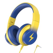 Kids Wired Headphones, Light Yellow, 85/94dB Volume Limiter, Microphone, Girls