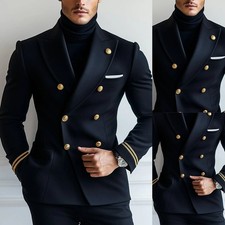 Men Suits Double Breasted Peak Lapel Regular Fit Formal Business Office Casual