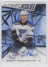 2021 Upper Deck SP Game Used Authentic Rookies Blue Scott Perunovich Auto 0z59