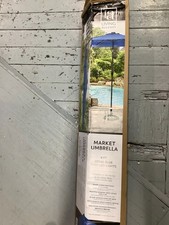 NEW LIVING ACCENTS 9 FT ACRYLIC UMBRELLA W LED LIGHTS TILT  BLUE