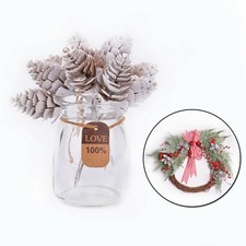 10Pc Christmas Artificial Pine Branch Cone Berry Holly Flower Pick XMAS Decor