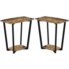 Home Square Graystone End Table with Shelf in Nutmeg Wood Finish - Set of 2