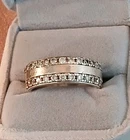 Vintage Wedding Band Ring Sz 13 Simulated Diamonds 925 Sterling Silver 11.8g