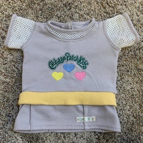 Vintage Cabbage Patch Kids Doll Rare Grey Tri Heart Dress