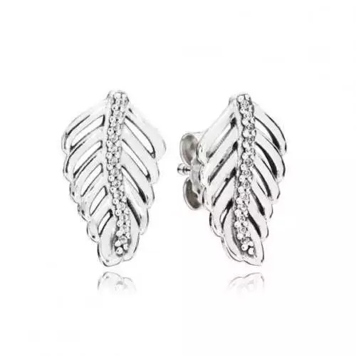 NEW AUTHENTIC PANDORA EARRINGS SHIMMERING FEATHERS eBay