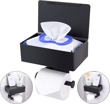 Adhesive Toilet Paper Holder with Shelf and Storage, Wall Mount Toilet Paper Rol