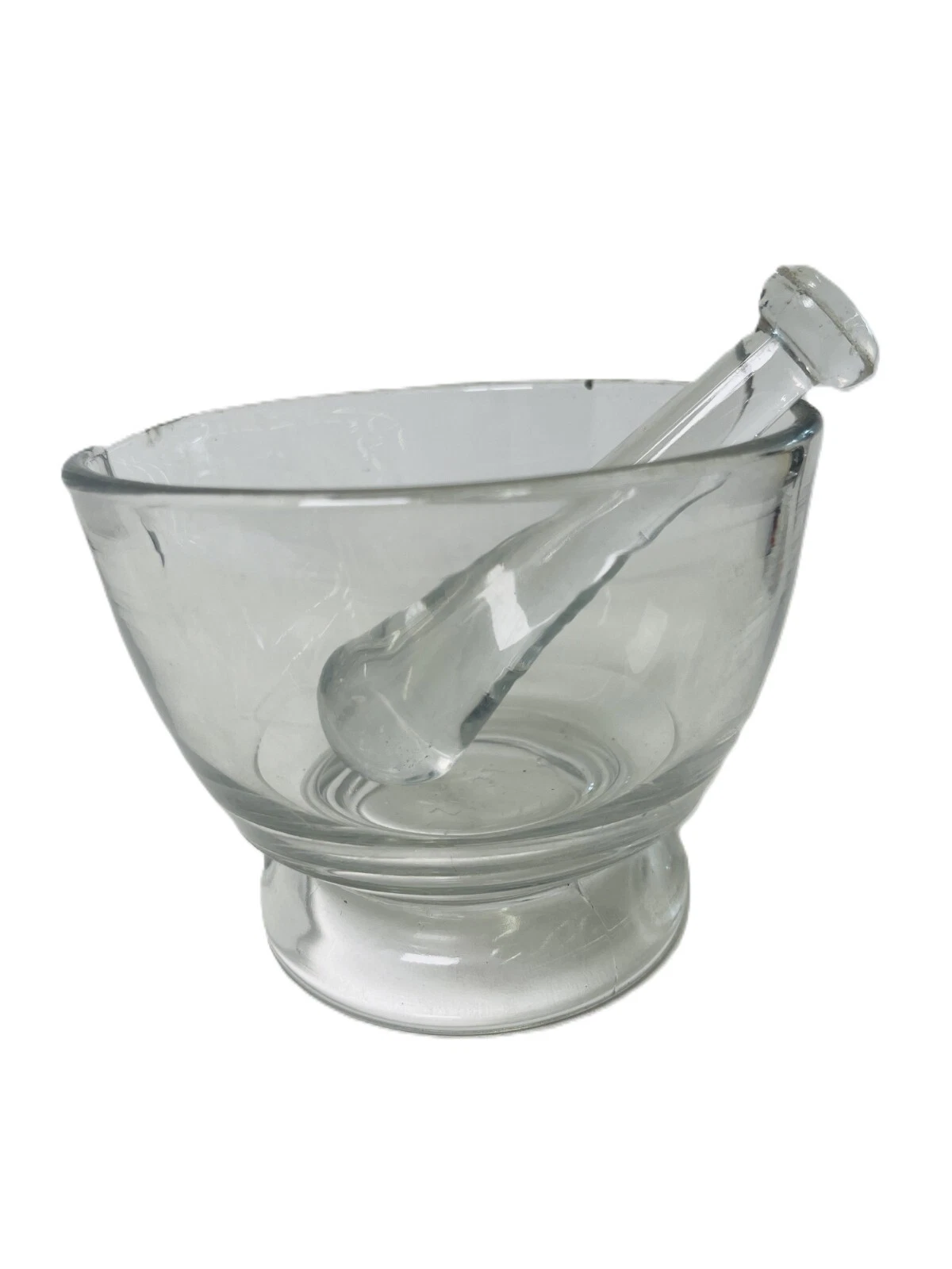 Antique Glass Aphothecary Pharmacy 16 OZ Mortar And Pestle