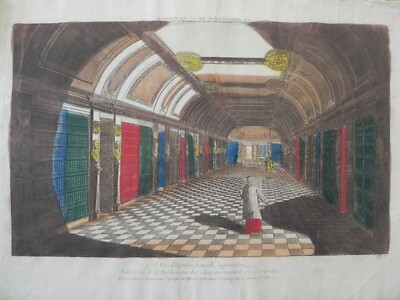 Original Etching Aquaforte 1770 Library Saint Genevieve