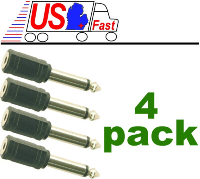 (4) 1/8'' 3.5mm Female Jack to 1/4'' Male Plug Mono Microphone Audio Mic Adapter