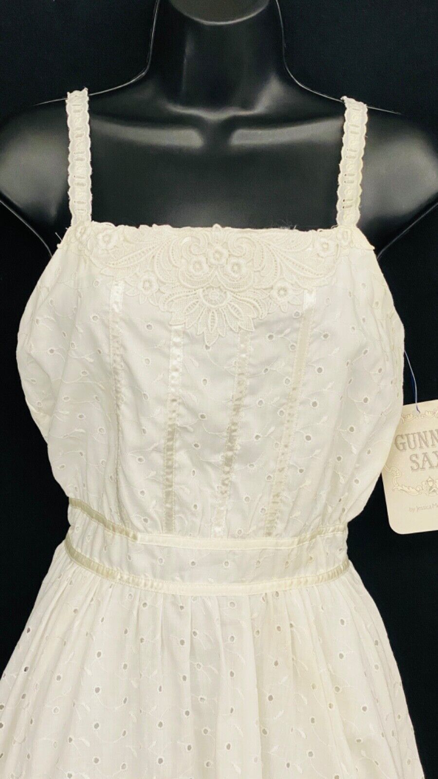 Vintage 1970s white Gunne Sax dress, eyelet lace deadstock NWT midi ...