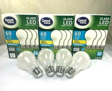 12 LED DIMMABLE SOFT WHITE FROSTED GLASS LIGHT BULBS 60 / 8 WATT E26 A19 Pack Pk