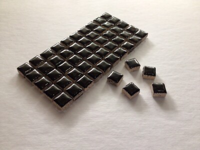 Black Ceramic Mosaic Tiles - 3/8 inch - 50 Tiles - 10 mm - Mixed Media, Crafting