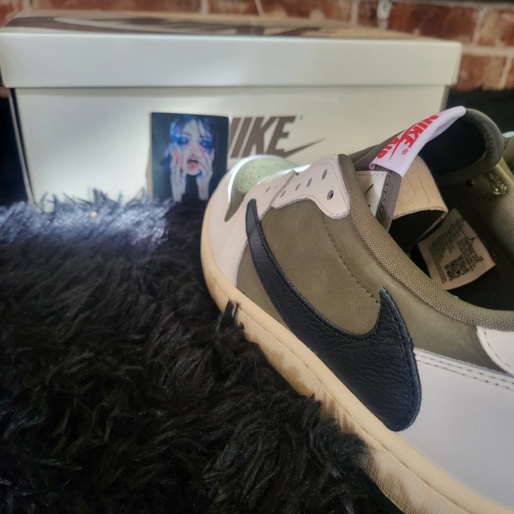 ⚡AUTHENTIC⚡Nike Air Jordan 1 Low Retro Medium Olive Travis Scott Men Size 10.5