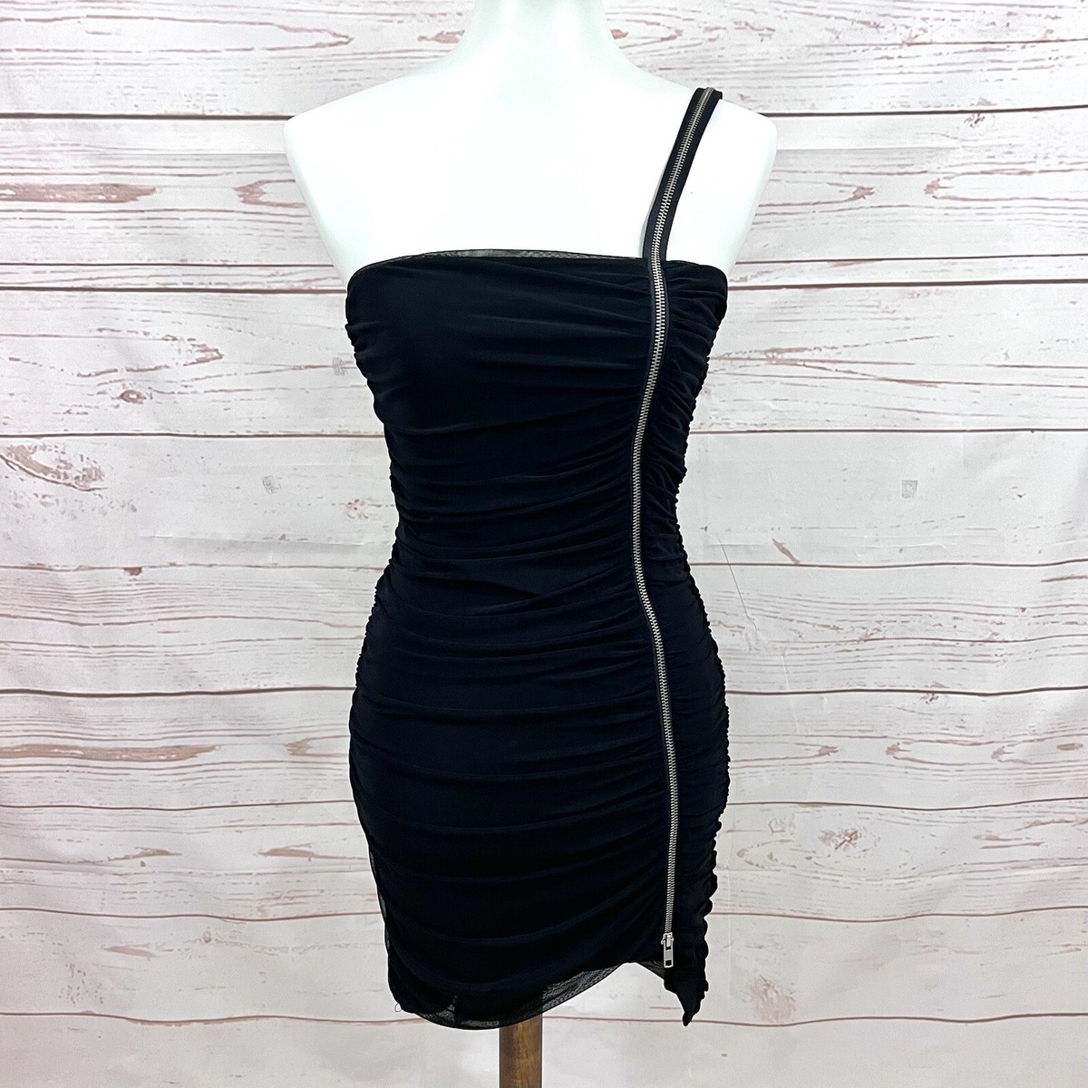 hailey one shoulder mini dress WARDROBE.NYC x Hailey Bieber HB Mini Dress in Black