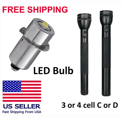 For Maglite Flashlight 3 or 4 Cell C or D 4- 12V LED Replacement/Upgrade Bulb US