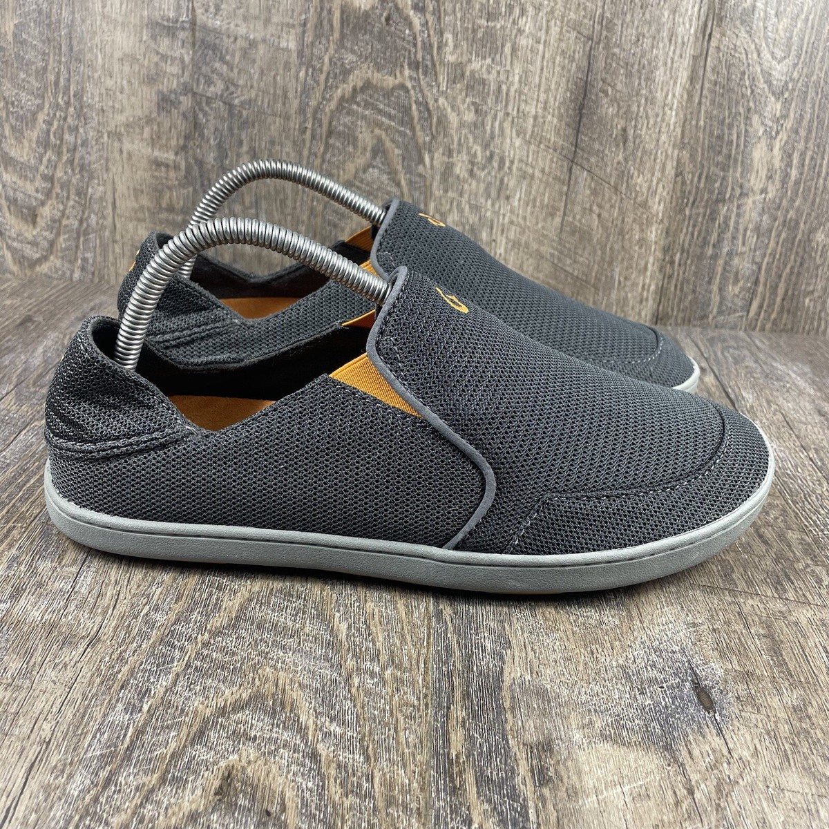 OluKai Nohea Mesh Shoes Mens 8.5 Dark Shadow Gray Orange  display picture 2