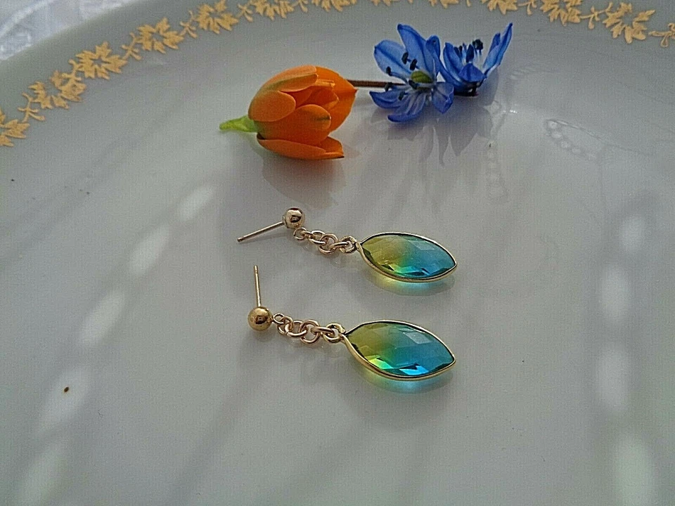 Ohrringe 14K Gold Filled mit Aura Quarz - Bild 2 von 4