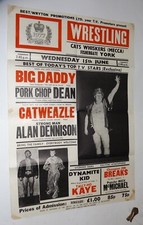 Orig 1977 UK Poster WRESTLING CATS WHISKERS (MECCA) YORK Dynamite Kid Billington
