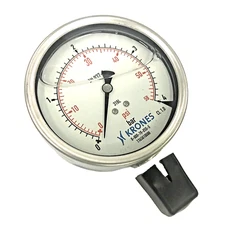 KRONES 0-900-16-850-5 316L Stainless Steel Pressure Gauge 4" / 100 mm 0 to 4 bar