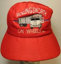 Vtg 1980s Hollingsworth On Wheels Semi Truck Trucking Trucker Hat Made in USA