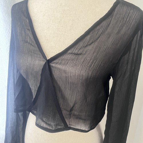 NWT Boohoo Womens Sheer Top Women Medium Beach Coverup Tasseled Boho Y2k Cropped - Picture 4 of 8
